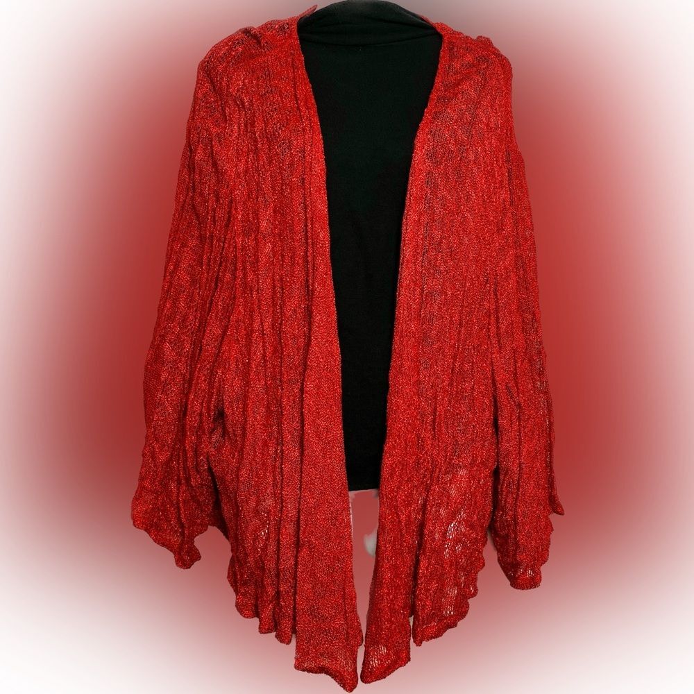 Added Dimensions Exclusively For Catherines Rayon Fishtail Open Knit Cardigan